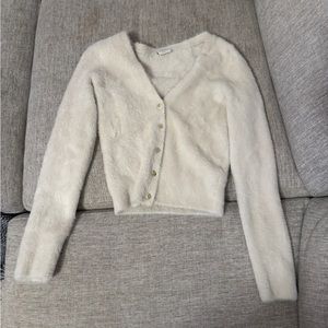 Abercrombie & Fitch Cream Eyelash Slim Cardigan